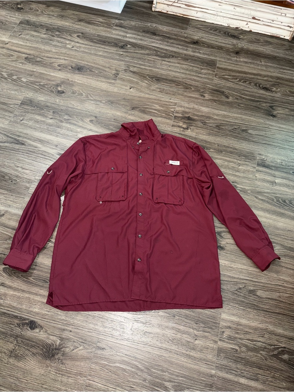 Magellan Outdoors Maroon Lightweight Button-Front Fishing Shirt size XL